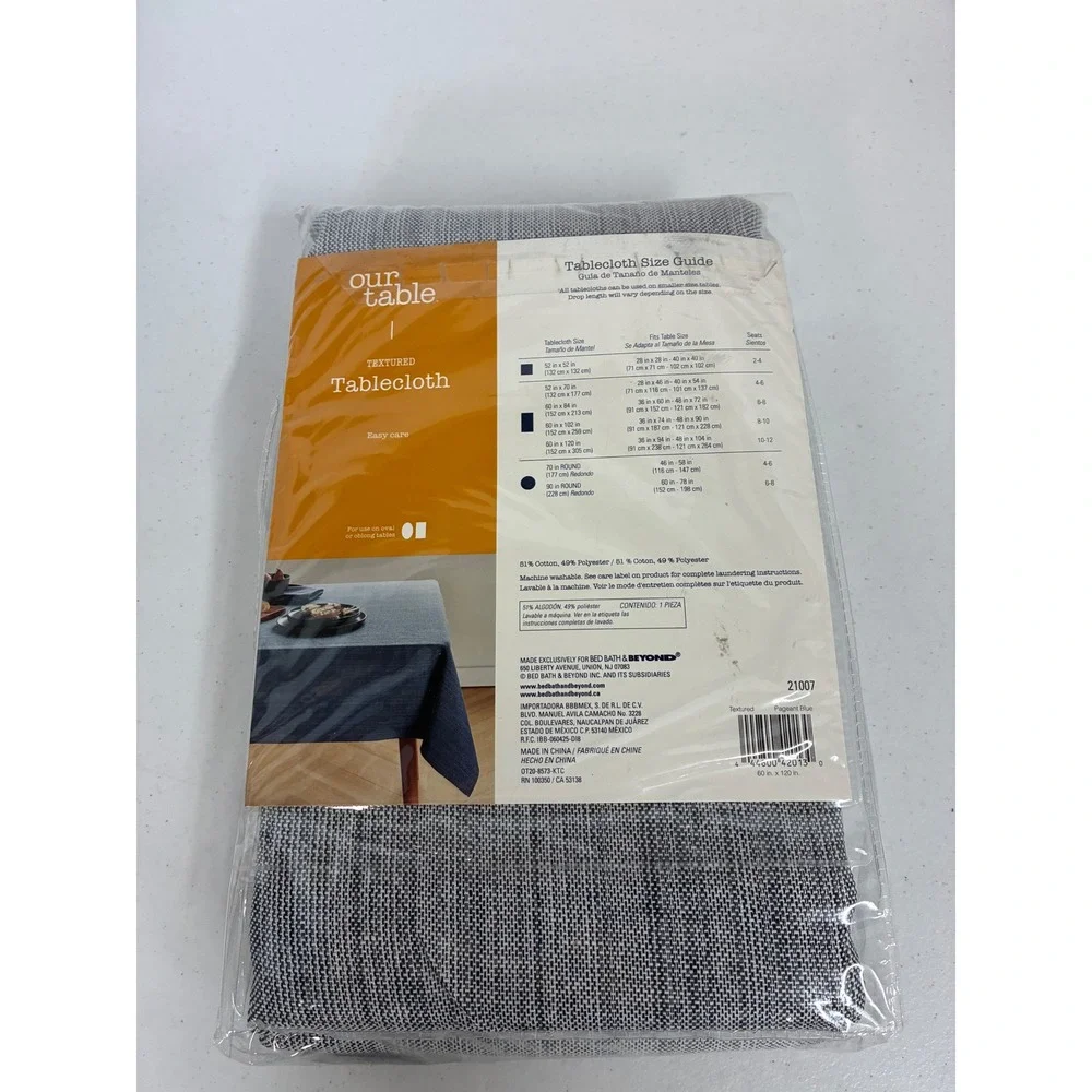 Our Table Textured Tablecloth Pageant Blue 60x120 Oblong Rectangular Seats 10-12